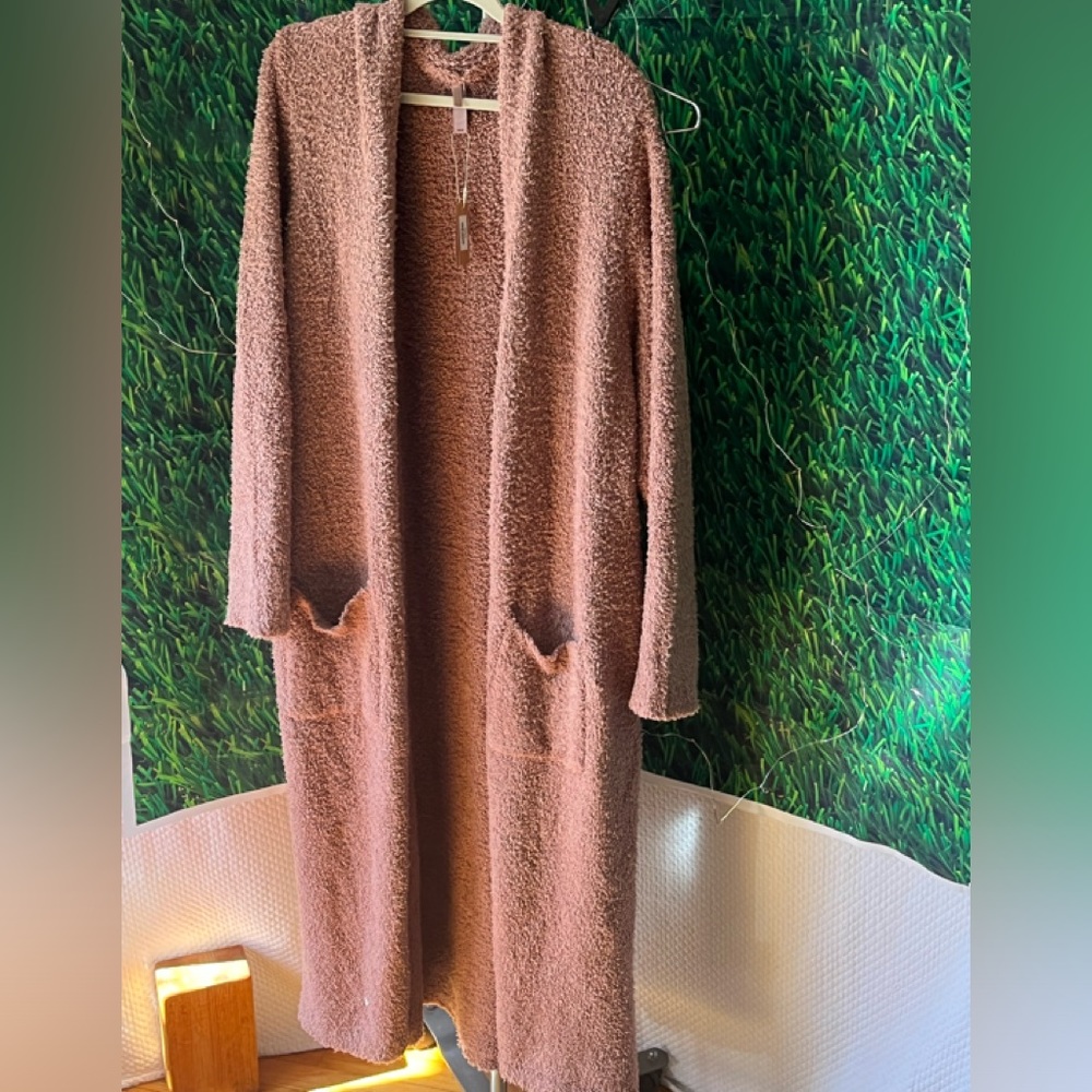 SKIMS NWT Cozy Boucle Knit long robe camel RARE FIND - Picture 2 of 15